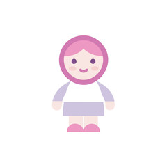Fototapeta premium Cute cartoon girl with pink hair and simple outfit