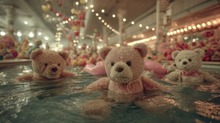 Teddy Bears Swimming In Pool