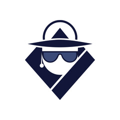 Fototapeta premium Abstract geometric figure wearing a hat and sunglasses
