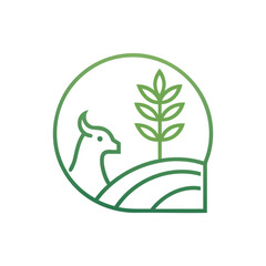 Minimalist farm logo with llama and growing plant