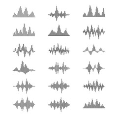 Fototapeta premium A collection of diverse sound wave visualizations showing amplitude and frequency variations.