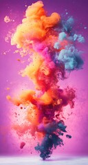 Vibrant smoke cloud with pink background