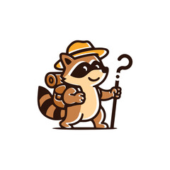 A cute raccoon explorer character