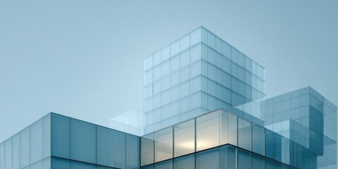 Abstract View of Modern Glass Buildings Against a Clear Sky