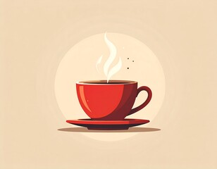 Obraz premium Red Coffee Cup with Steam.