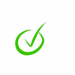 Green check mark icon with circle symbolizes validation and confirmation