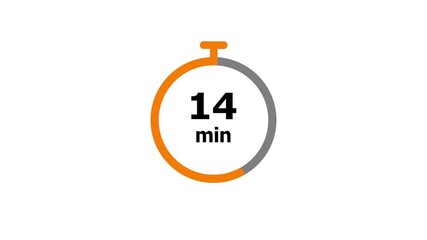 Animation of timer clock icon with 34 min. Stopwatch icon in flat style 34 to 0 minute. and creating a stunning video.4k video.