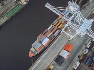 Aerial View Vibrant Container Ship