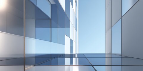 Obraz premium Abstract Perspective of Modern Minimalist Glass Architecture with Reflections