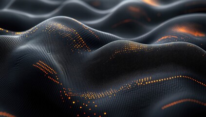 Dark, wavy surface with glowing orange dots
