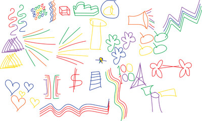 Colorful abstract doodles and shapes lines