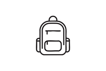 Travel Backpack Icon Black and White Minimal Line Art Design