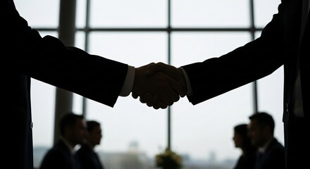 Business Deal Closeup Silhouette of Handshake.