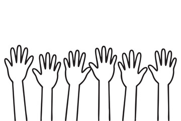 Raised Hands Icon Black and White Volunteer and Community Support Symbol