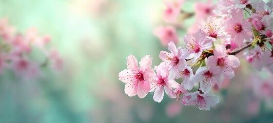 Fototapeta premium Cherry Blossoms Blooming on a Branch.