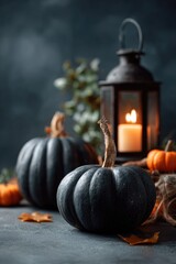 Cinematic Halloween Scene with Orange Glow and Shadows 
