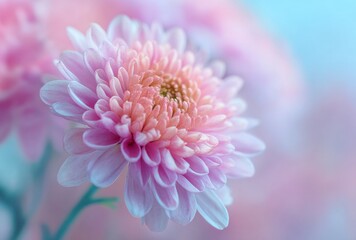 Pink Chrysanthemum Flower, Close-Up Macro Photography