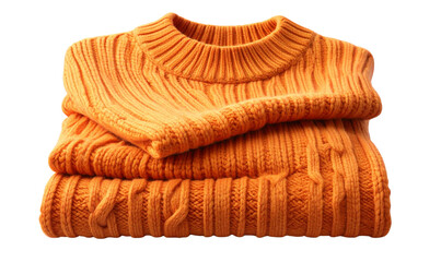Folded Orange Knit Sweater with Thick Wool Texture
