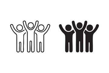 Minimal People Team Icon Black White Illustration for Collaboration