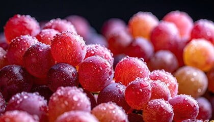 Close up of a bunch of grapes on a black background