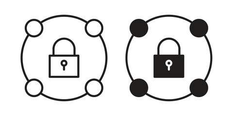 Private network icon art in black and white