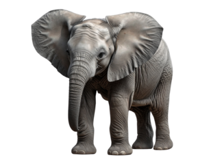 Adorable Young Elephant Standing, Transparent Background PNG