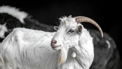 Portrait of a goat on a black background
