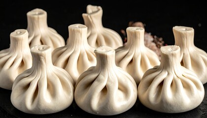 Georgian khinkali on a black background