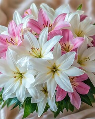 Lily bouquet pink and white blooms