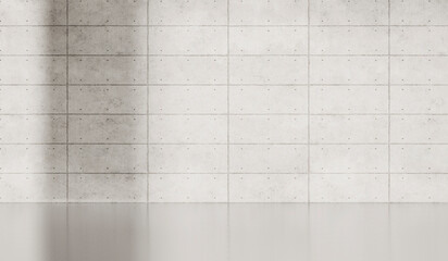 Empty dark abstract industrial cement wall studio room interior for display product on concrete wall background with soft shadows from the window