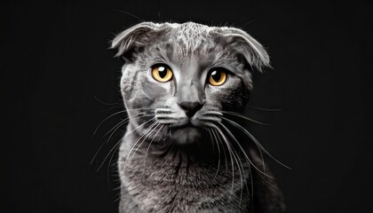 Portrait of a cat on a black background