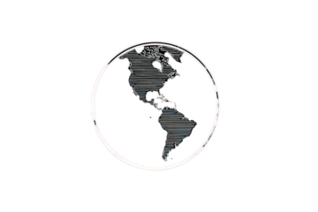 Pixelated Globe Map Of Americas With Glitch Effect On Black Background