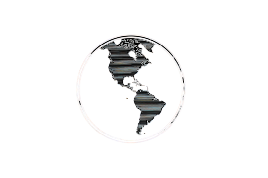 Pixelated Globe Map Of Americas With Glitch Effect On Black Background