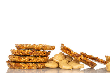 Thaler cookies with nuts and honey isolated on white background, close-up.