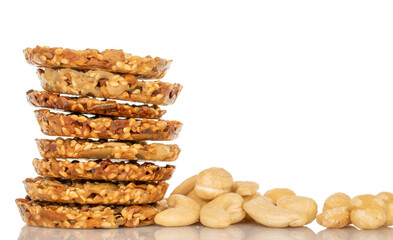 Thaler cookies with nuts and honey isolated on white background, close-up.