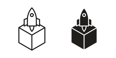 Product release icon art in black and white