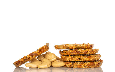 Thaler cookies with nuts and honey isolated on white background, close-up.