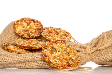 Thaler cookies with nuts and honey isolated on white background, close-up.