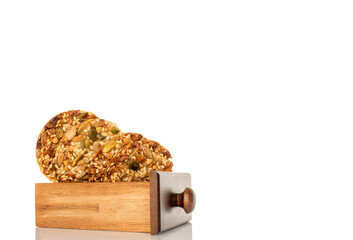 Thaler cookies with nuts and honey isolated on white background, close-up.