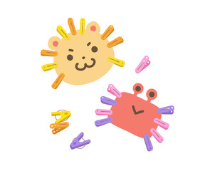 洗濯ばさみ遊びのイラスト