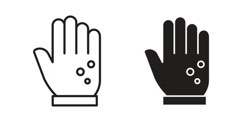Rash hand icon art in black and white