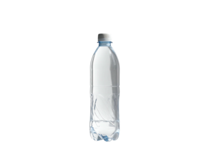 Transparent plastic water bottle isolated on black background, showing clarity