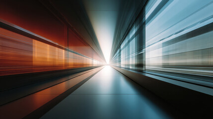 Fototapeta premium Speedy Abstract Architectural Corridor with Contrasting Hues and Vanishing Point