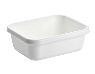 White, rectangular container, with rounded corners, on a transparent background