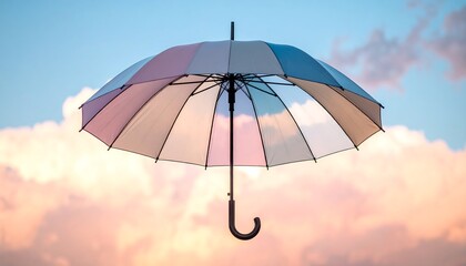 Open Umbrella Against Sky with Pastel Colors and Cloud Backdrop