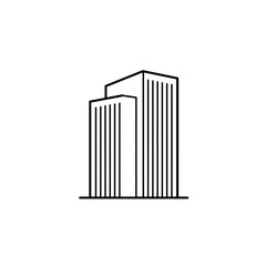 Obraz premium Simple line drawing of modern office buildings with tall structures 