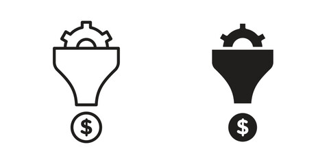 Sales funnel icon art in black and white