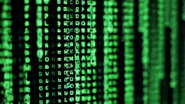 Falling Green Matrix Code on a Black Background. - Powered by Adobe
