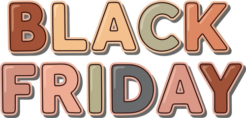 Two children holding Black Friday banner festive sale illustration with winter hats and happy expressions 