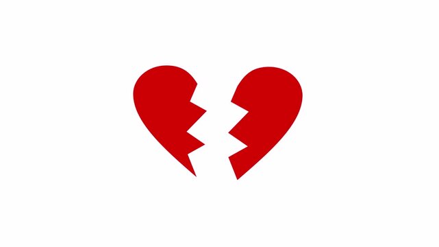 Animation of broken heart and heart being separated